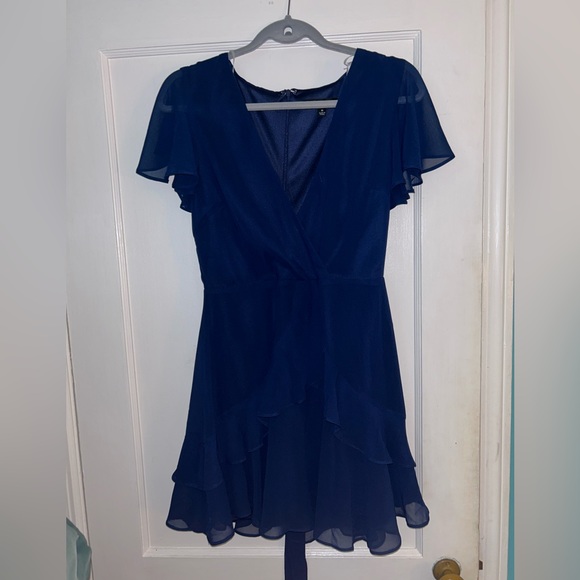 Lulus navy ruffle dress - Picture 1 of 5